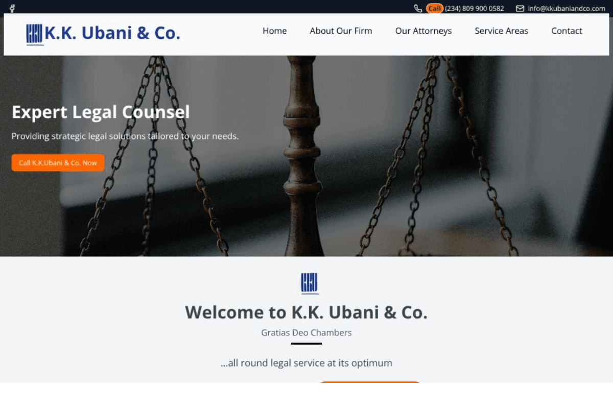 K.K. Ubani & Co. website homepage