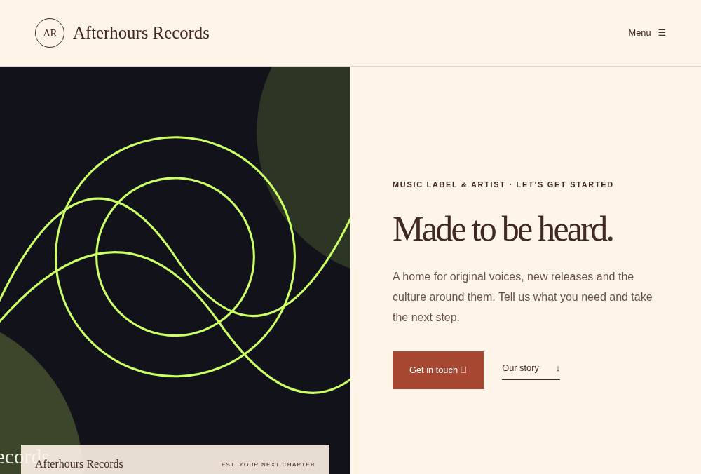 Music Label & Artist — Campaign website preview