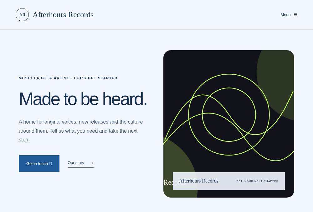 Music Label & Artist — Launch website preview